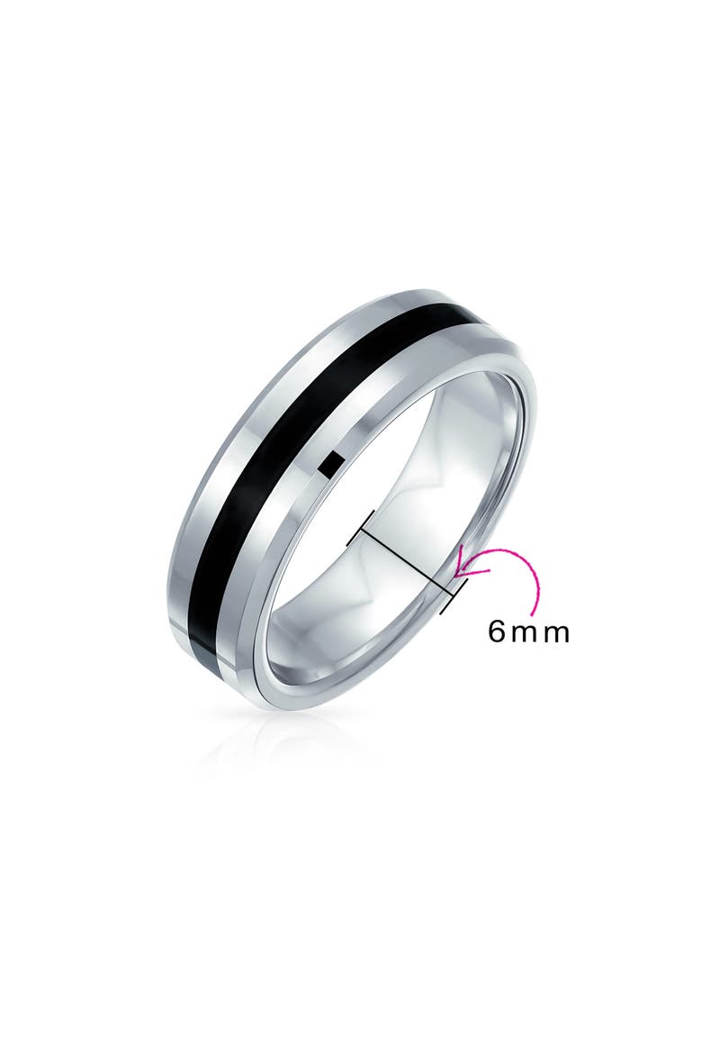Men's Two-Tone Stripe Titanium Band Ring, Alternate, color, SILVER