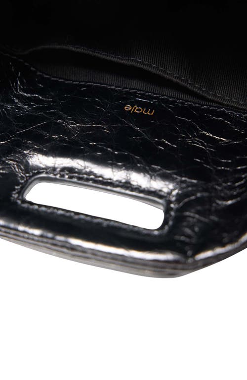 Maje Miss M Mini Cracked Leather Bag In Black