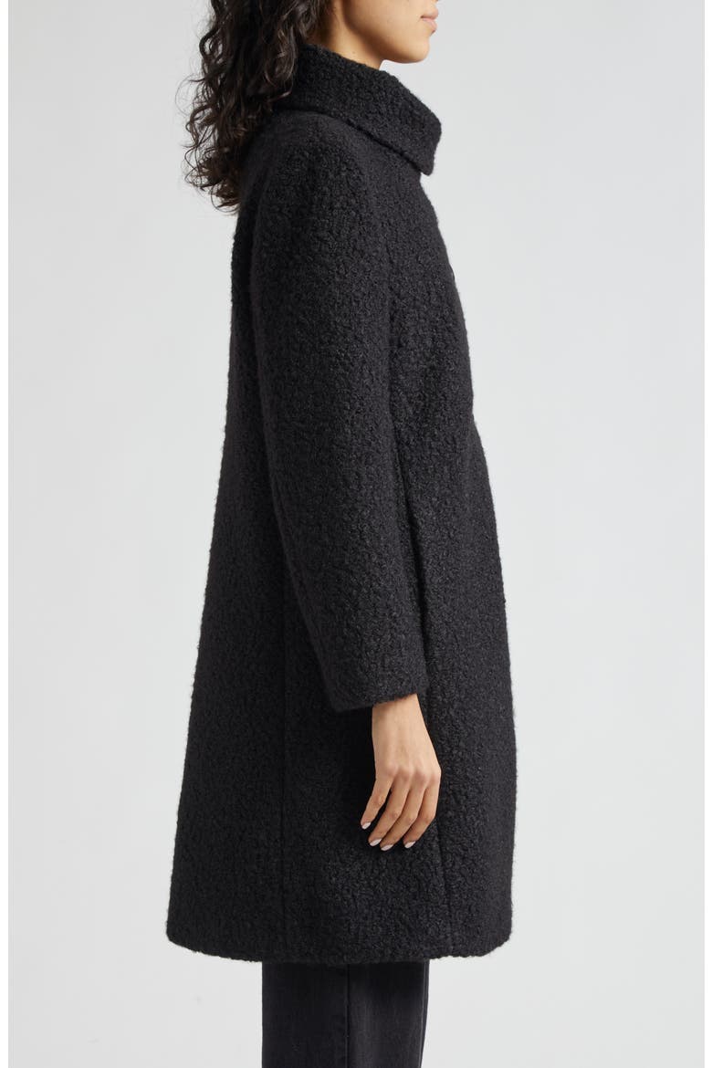 Asymmetric Bouclé Coat, Alternate, color, SOLID BLACK
