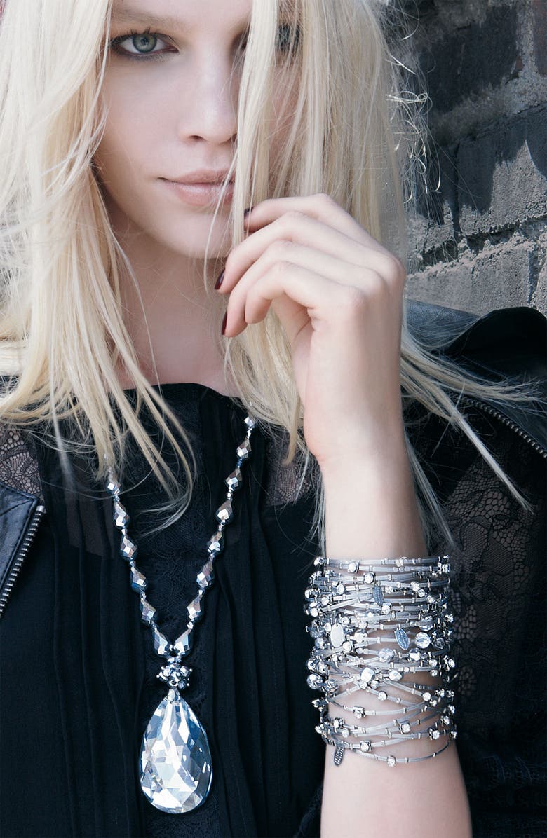 Seasonal Whispers Faceted Bead & Metal Bangles, Alternate, color,