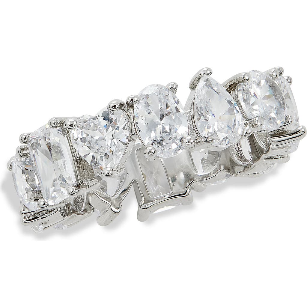 Savvy Cie Jewels Mixed Cut Cubic Zirconia Eternity Ring In Silver