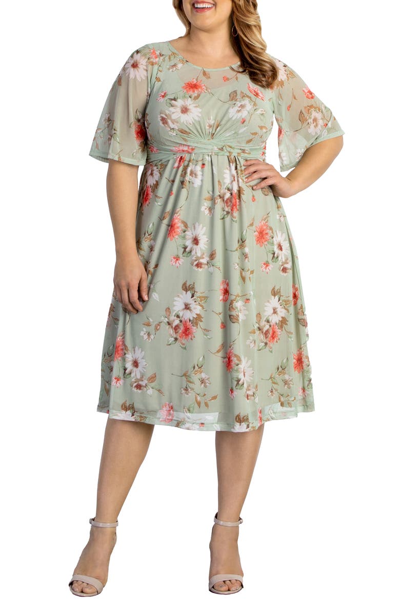 Kiyonna Katarina Floral Party Dress, Alternate, color, 