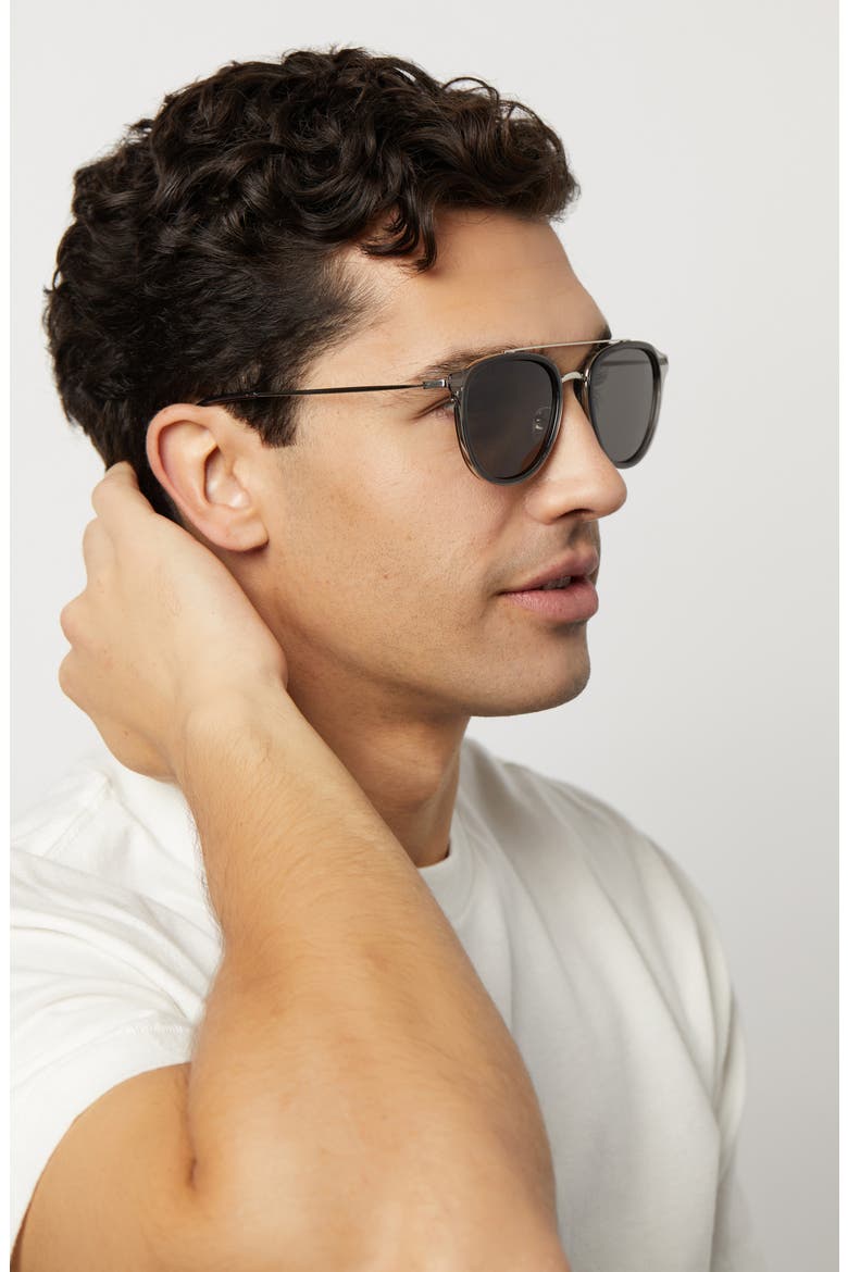 Camden 52mm Polarized Aviator Sunglasses, Alternate, color, GREY