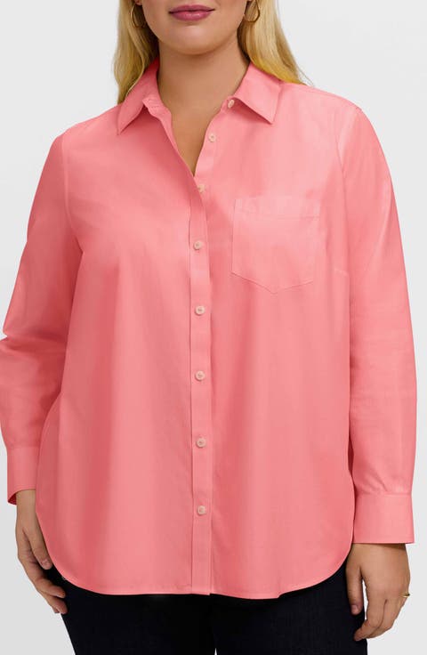 Boyfriend Non-Iron Cotton Blouse (Plus Size)