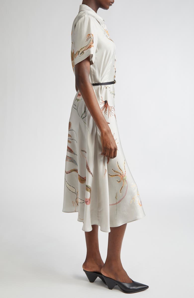 Altuzarra Kiera Figurative Tattoo Print Belted Silk Shirtdress, Alternate, color, Moonlight Figurative