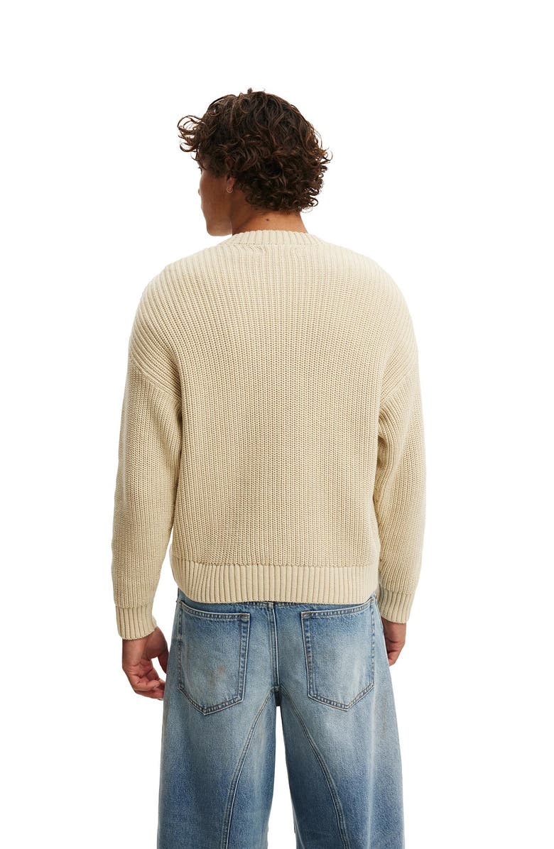 Cotton On Men's Washed Box Fit Crew Knit, Alternate, color, Stone