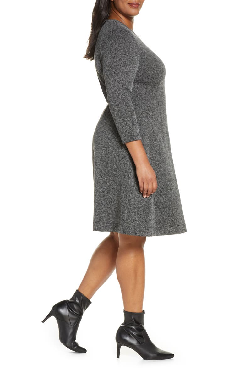 Carly Jacquard Fit & Flare Dress, Alternate, color, SALT AND PEPPER