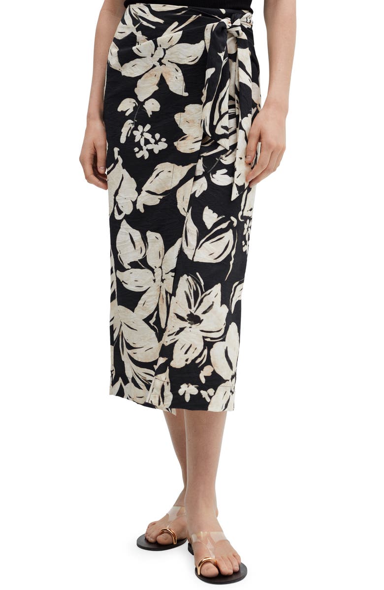 MANGO Floral Wrap Midi Skirt, Main, color,