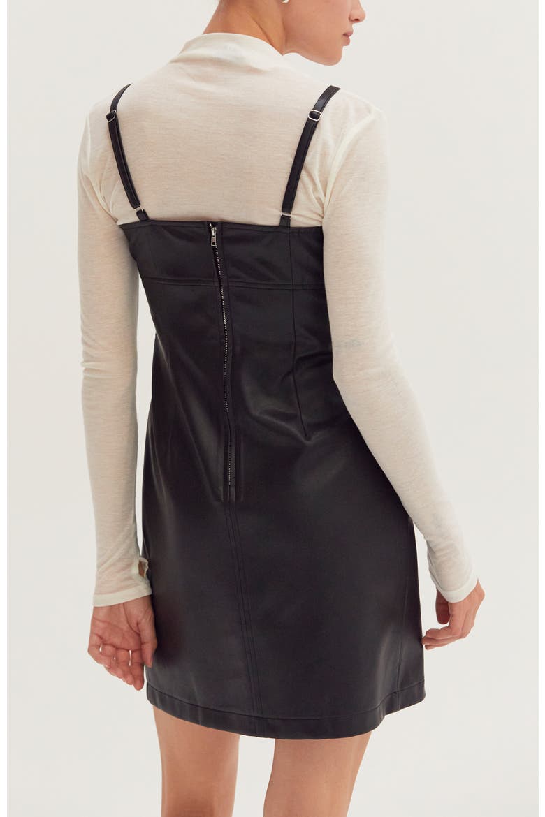 Faux Leather Mini Dress, Alternate, color, Black