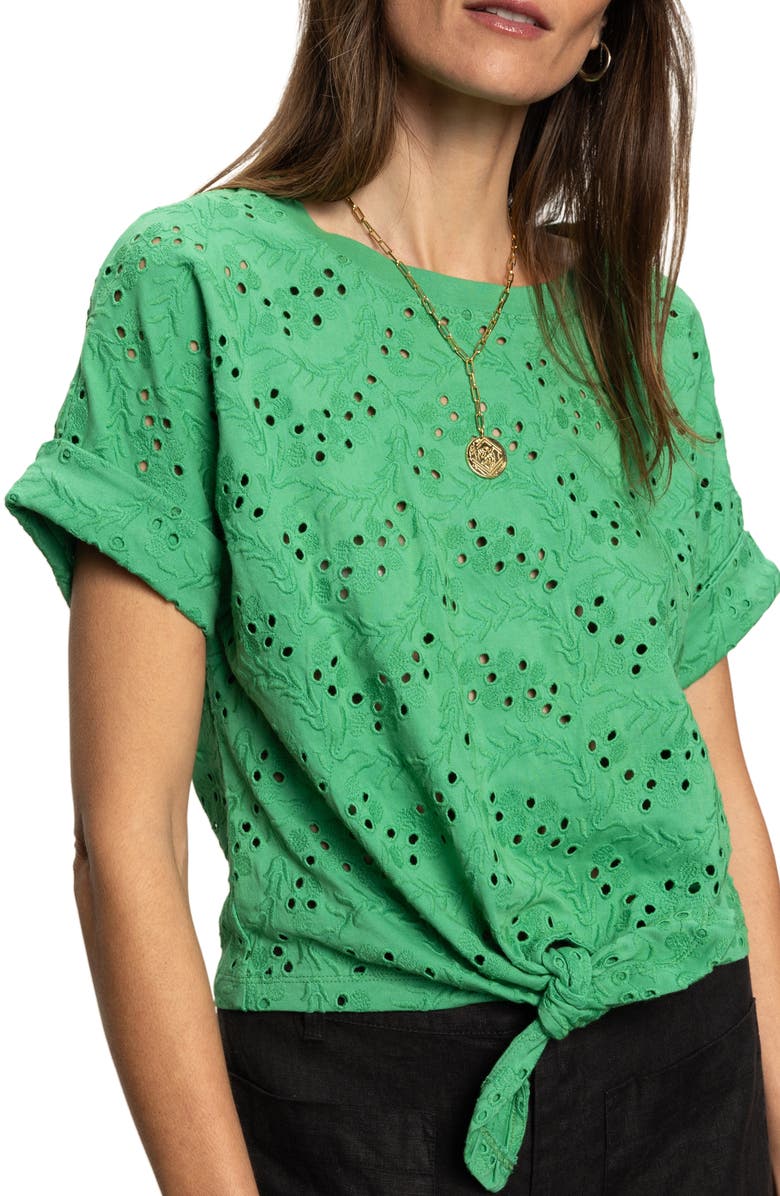 Sanctuary All Day Eyelet Embroidery T-Shirt, Alternate, color, Palm