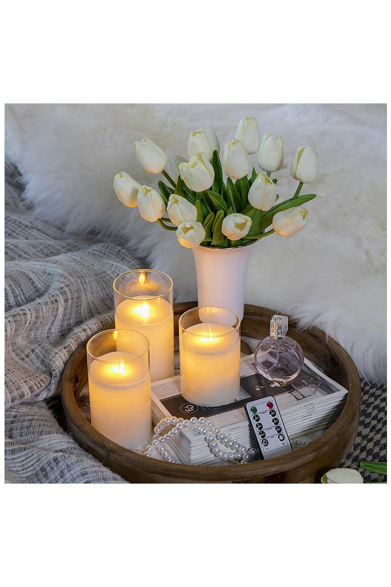 Set of 3 Flameless LED Candles, Alternate, color, WHITE
