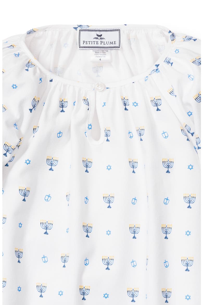 Kids' Delphine Hanukkah Cotton Blend Nightgown, Alternate, color, WHITE