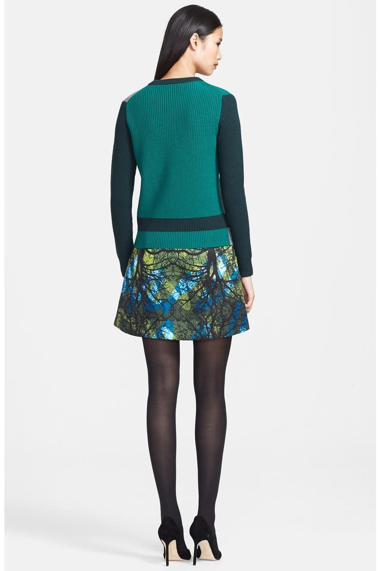 'Green Moon Wolf' Intarsia Knit Sweater, Alternate, color, GREEN