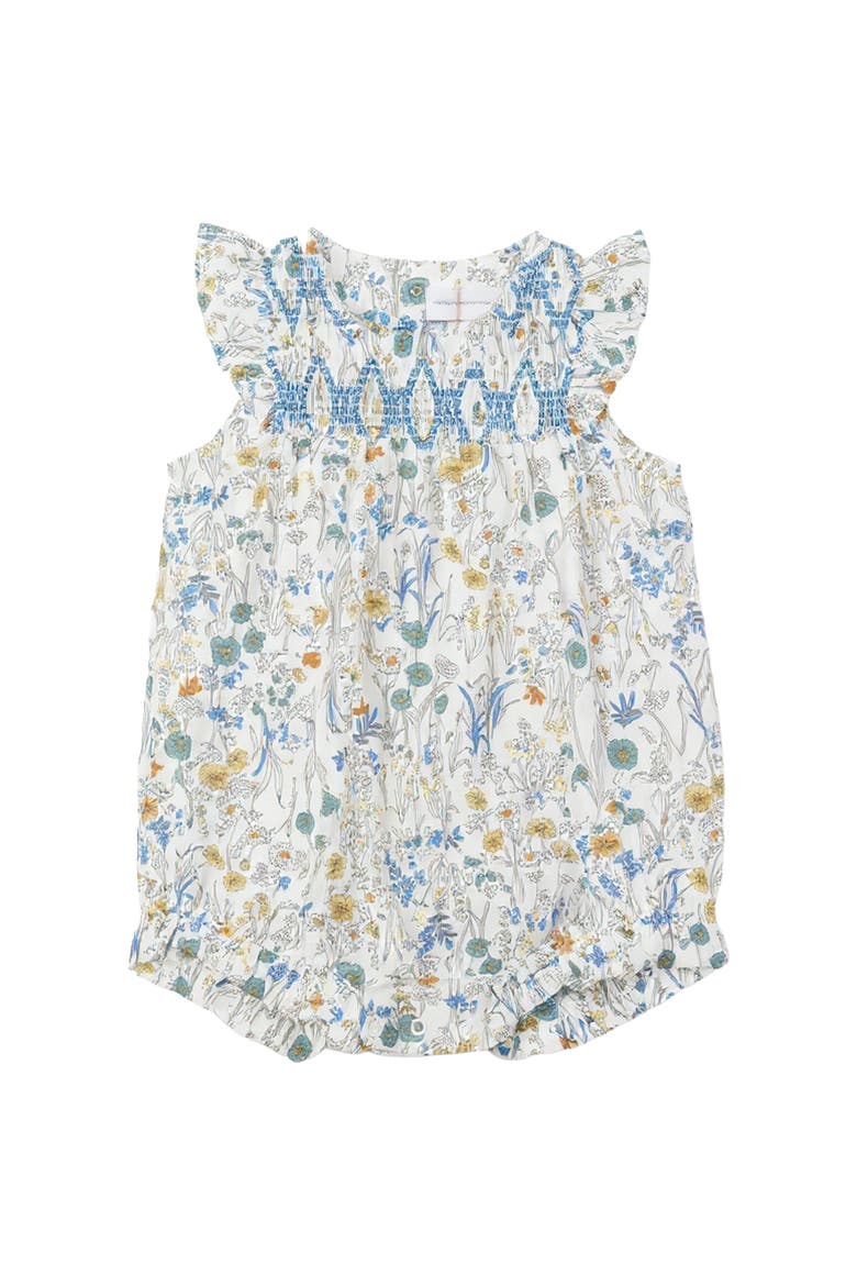 Floral Woven Bubble Romper, Main, color, Blue