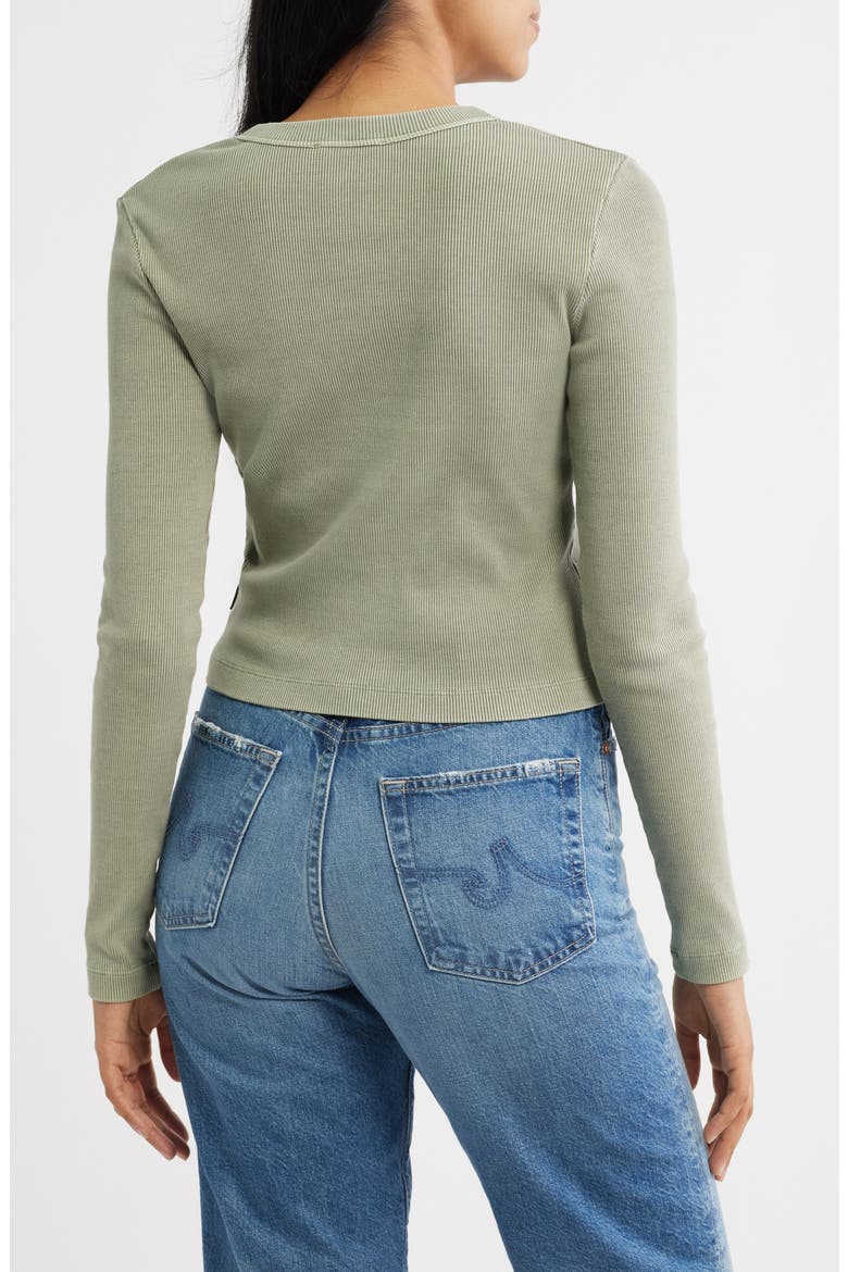 Rib Knit Stretch Cotton Button Up Top, Alternate, color, SHADOW
