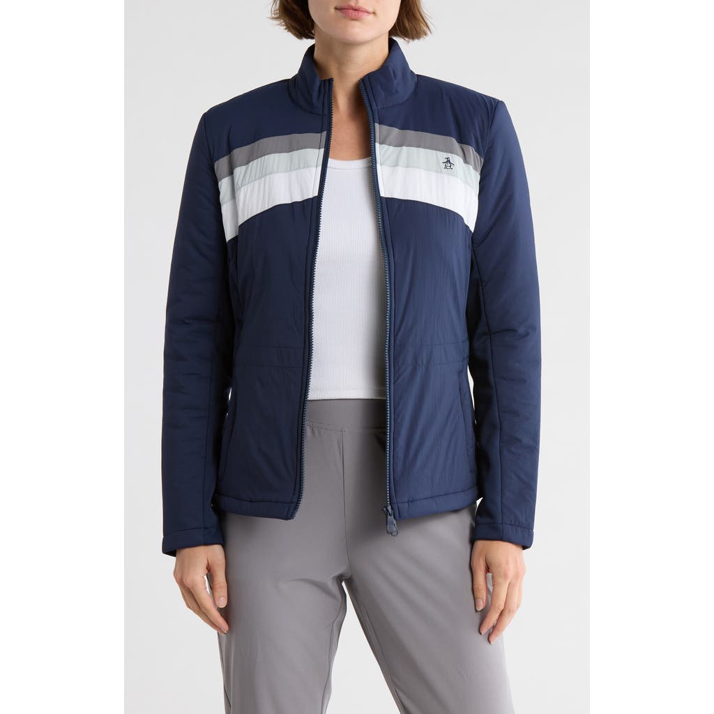 Original Penguin Colorblock Full Zip Jacket In Blue