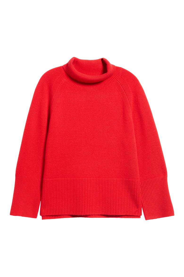 Wool & Cashmere Raglan Turtleneck Sweater, Alternate, color, RED CELEBRATION