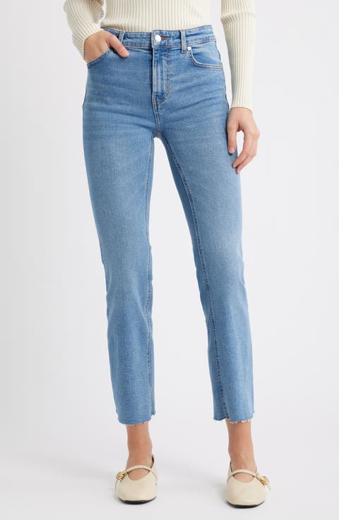 Sienna Raw Hem Crop Flare Jeans (Regular & Plus)