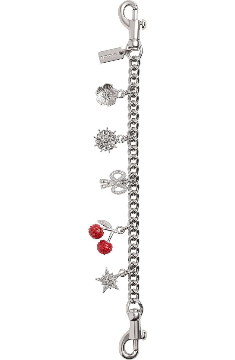 COACH Crystal Motif Chain Bag Charm, Main, color, Silver Multi