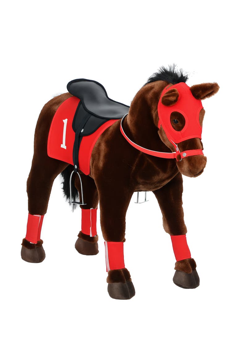Kids Ride-on Horse, Neighing Sound, Saddle, Stirrups, Main, color, Brown