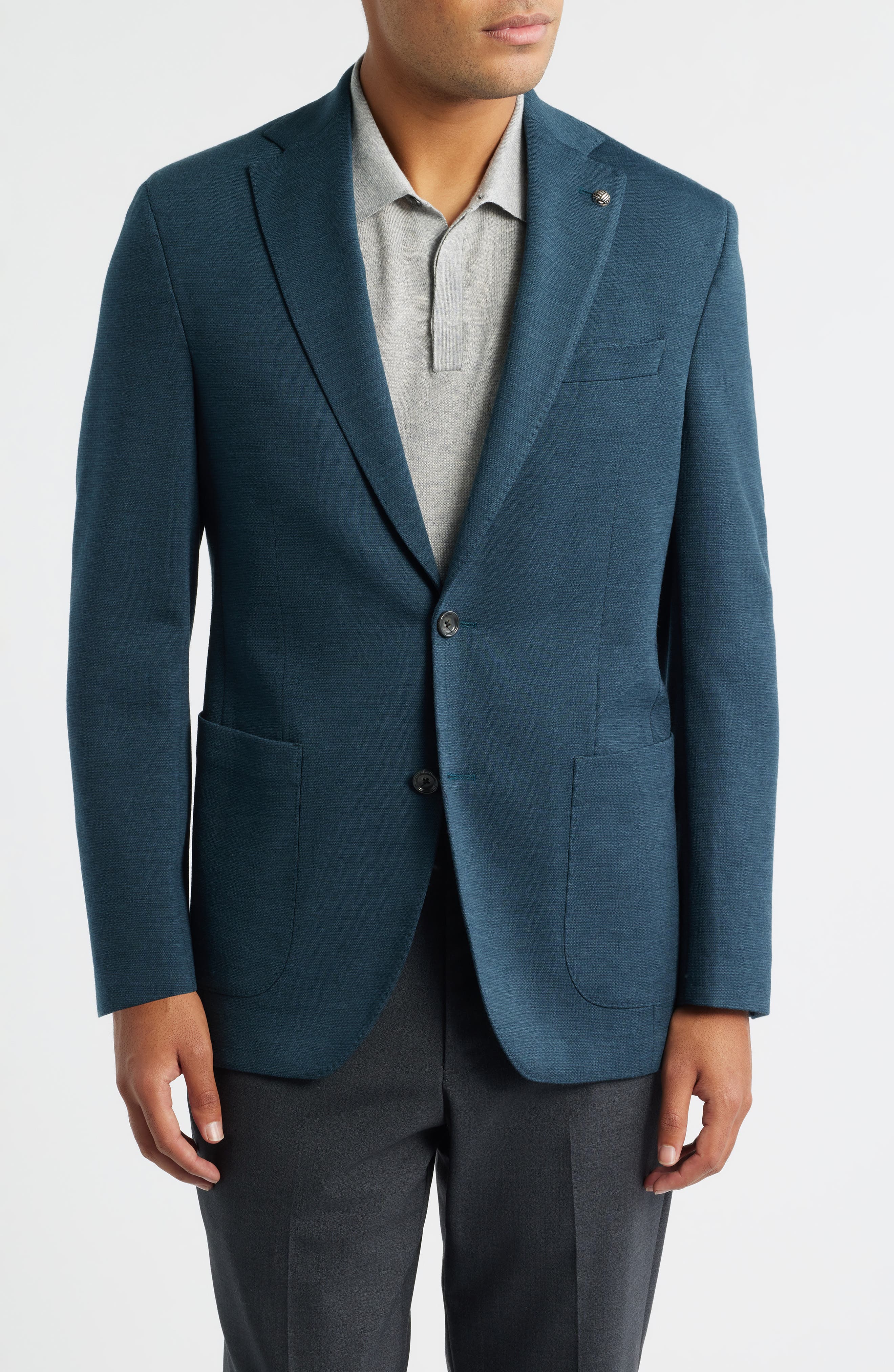 Hartford Teal Mélange Knit Wool Sport Coat