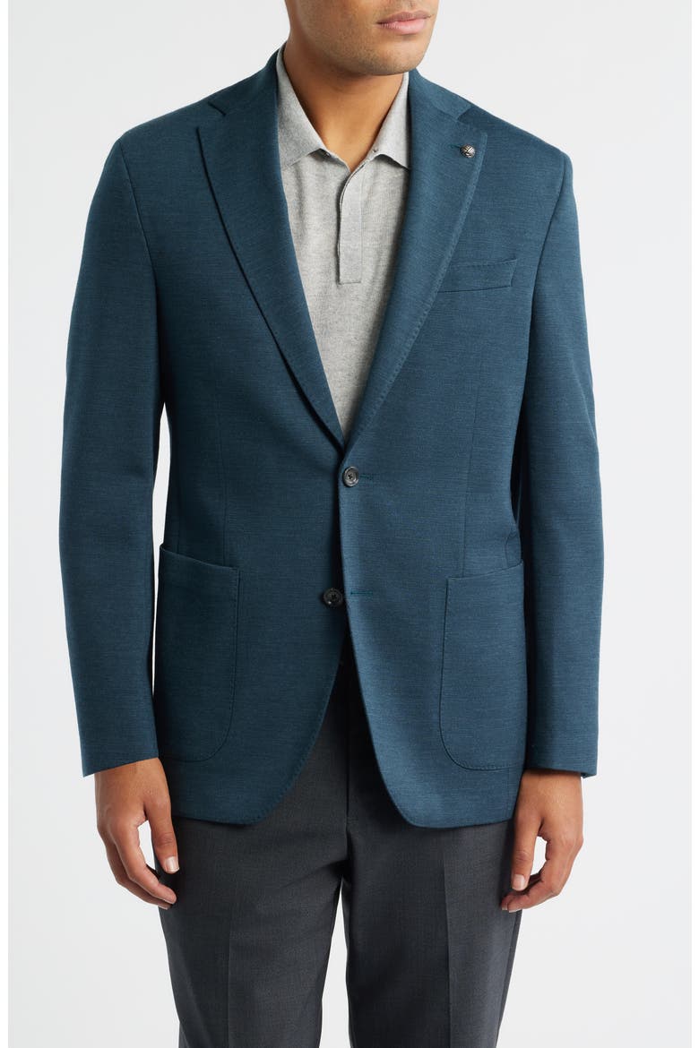 Hartford Teal Mélange Knit Wool Sport Coat, Main, color, DARK TEAL