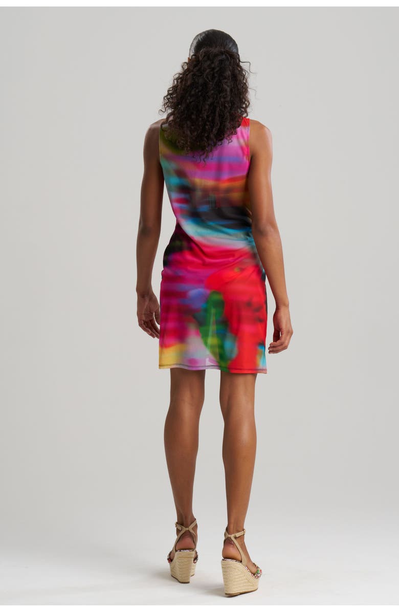 Natori Floral Mirage - Printed Mesh Mini cover-up Dresss, Alternate, color, Black/Multi