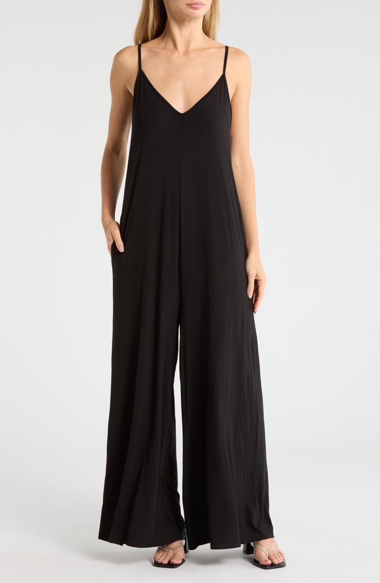WEST K V-Neck Strappy Jumpsuit, Main, color, Black