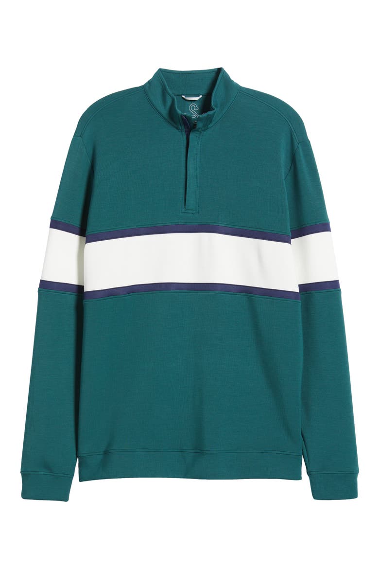 Owen Chest Stripe Golf Quarter Zip, Alternate, color, FOREST