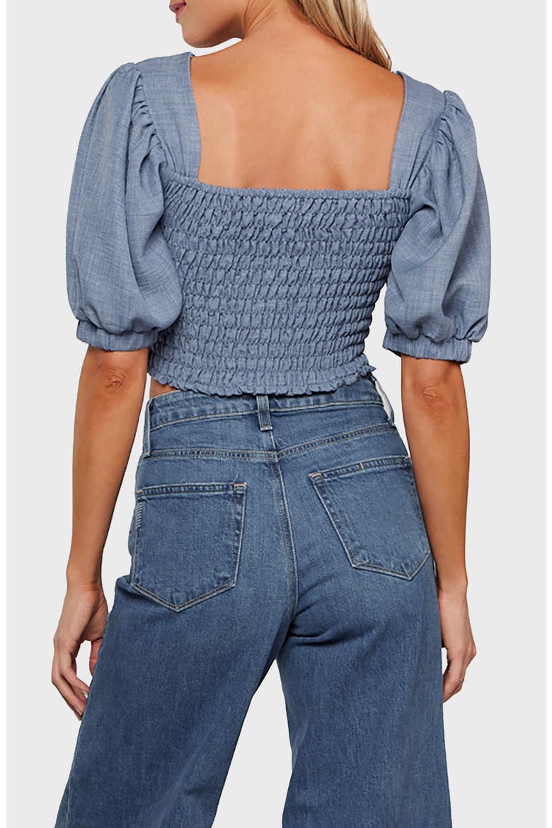 Reese Smocked Crop Top, Alternate, color, DENIM