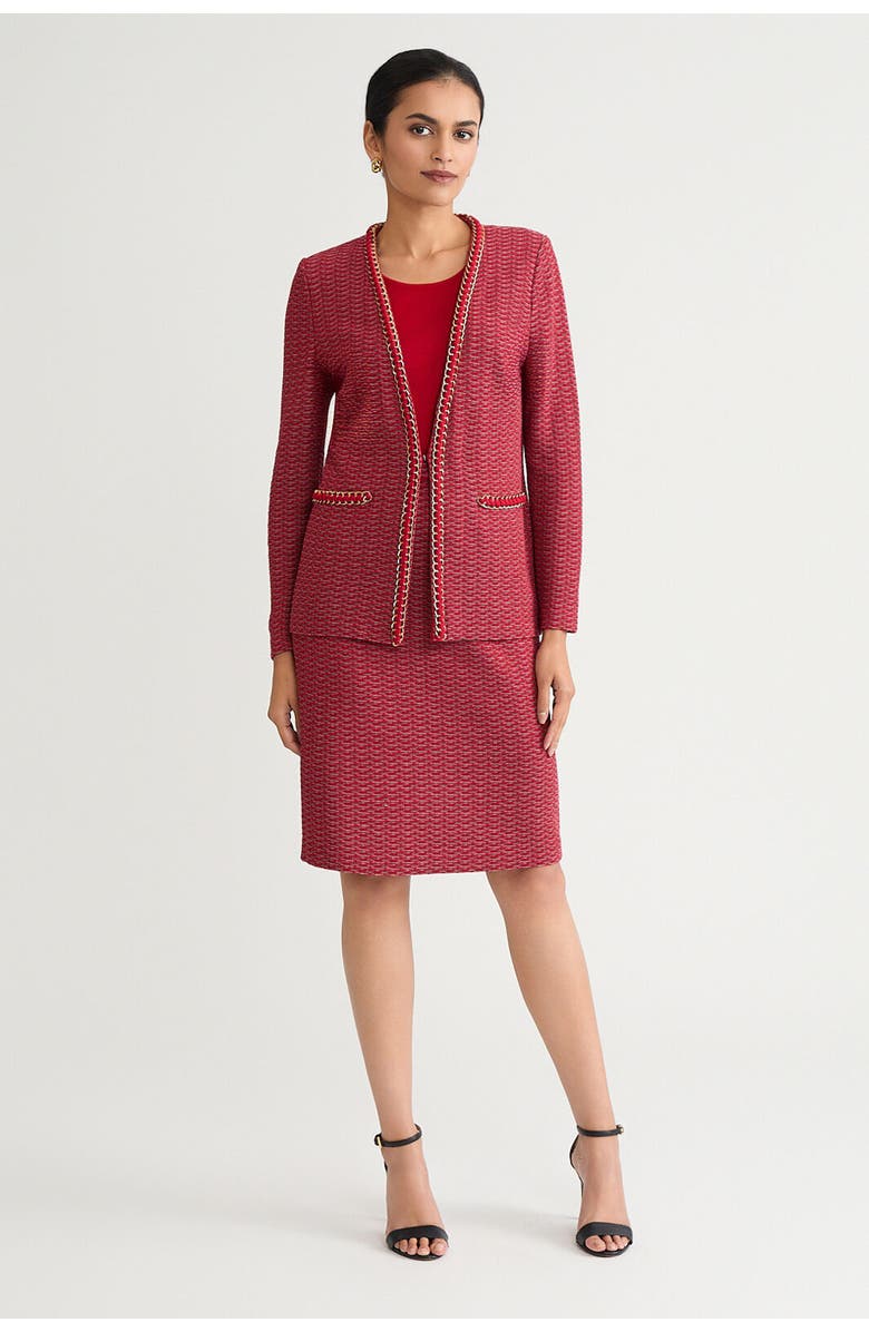 Ming Wang Heritage Whipstitch Chain Trim Knit Jacket, Alternate, color, Holiday/Twig/Black