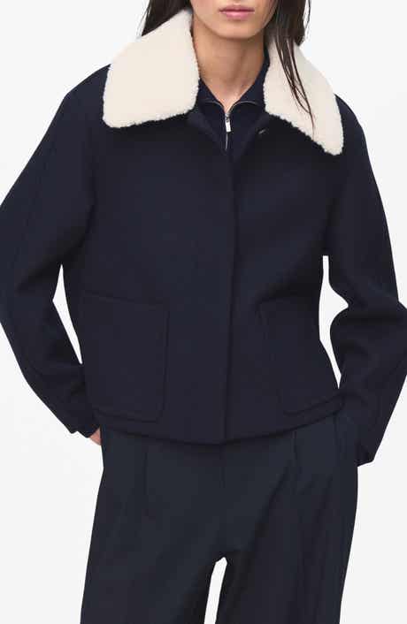 MANGO Jacket with Removable Faux Shearling Collar