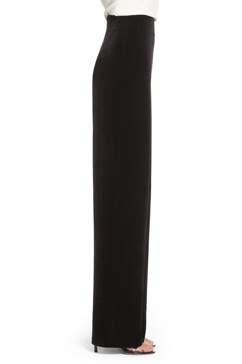 Wide Leg Velvet Trousers, Alternate, color, BLACK