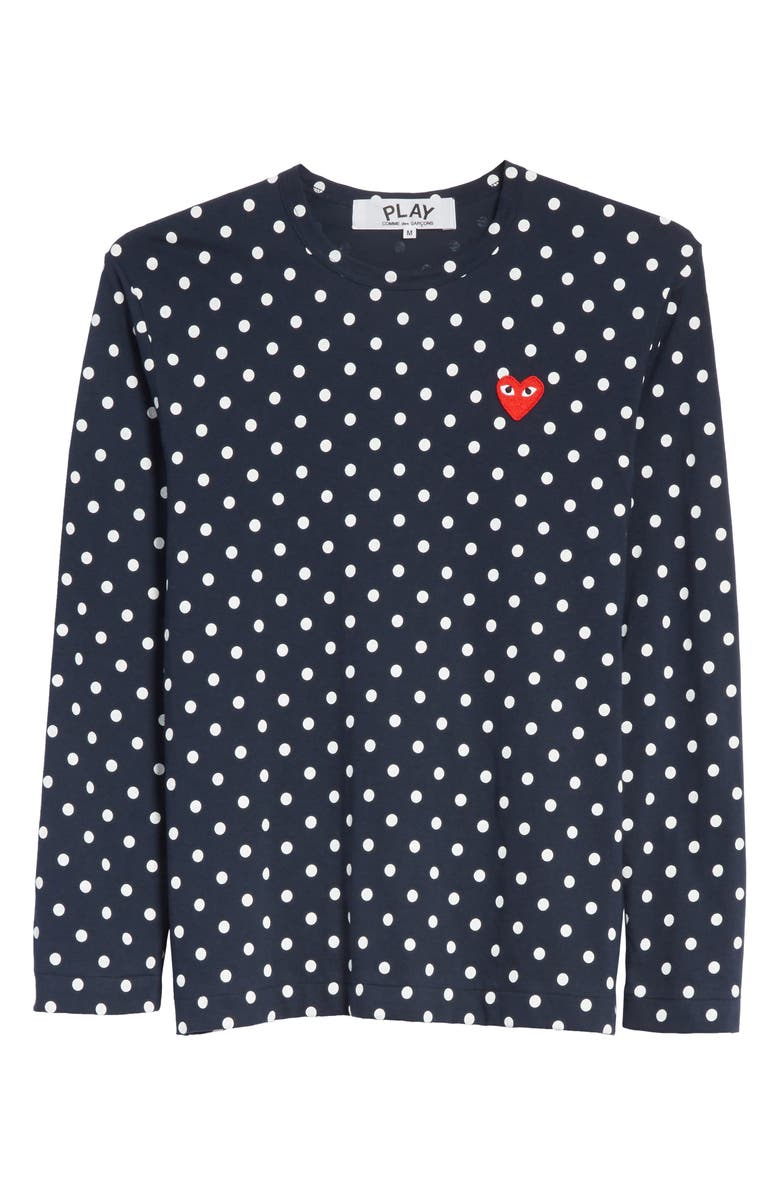 Comme des Garçons PLAY Dot Print Long Sleeve Crewneck T-Shirt, Alternate, color,