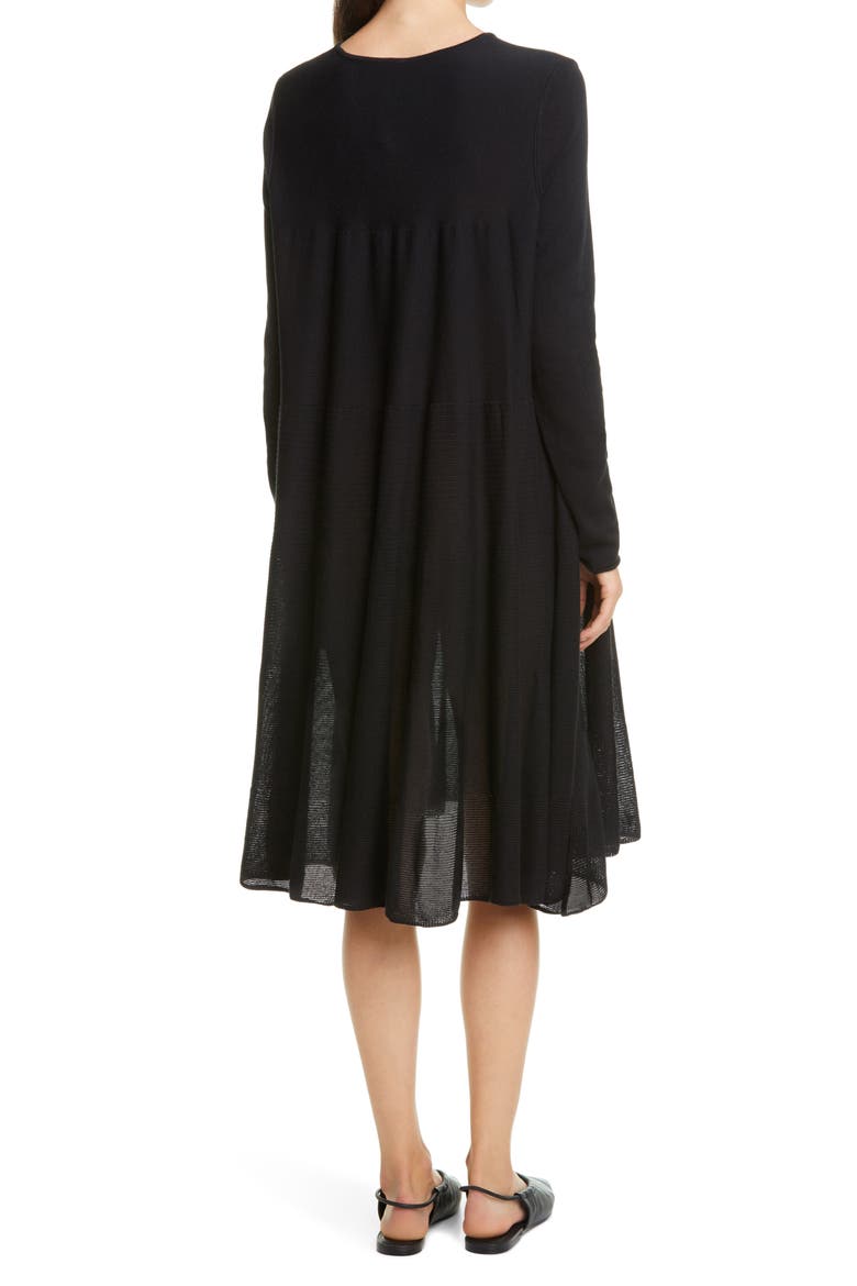 Addison Rib Detail Long Sleeve Dress, Alternate, color, BLACK