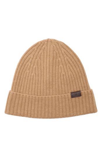 Hickey Freeman Merino Wool Rib Knit Beanie In Brown