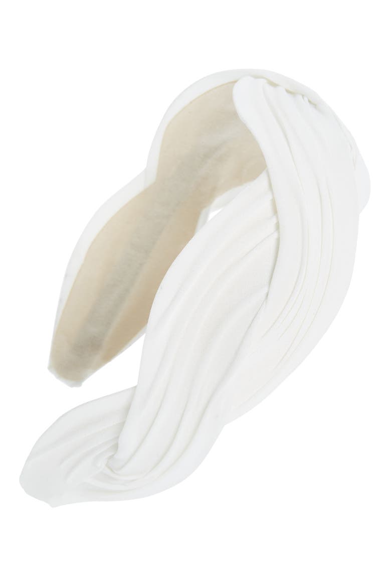 Braided Pleated Headband, Main, color, WHITE