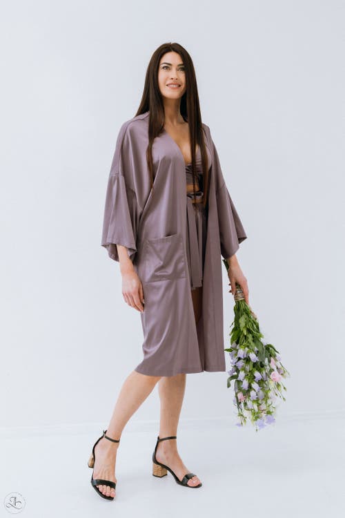Alas Long Silk Robe In Gray