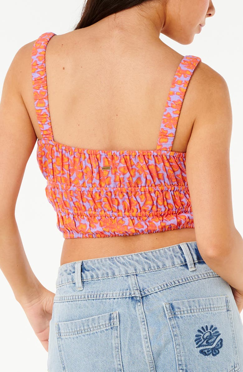 Rip Curl Neon Isles Smocked Crop Top, Alternate, color, Pink