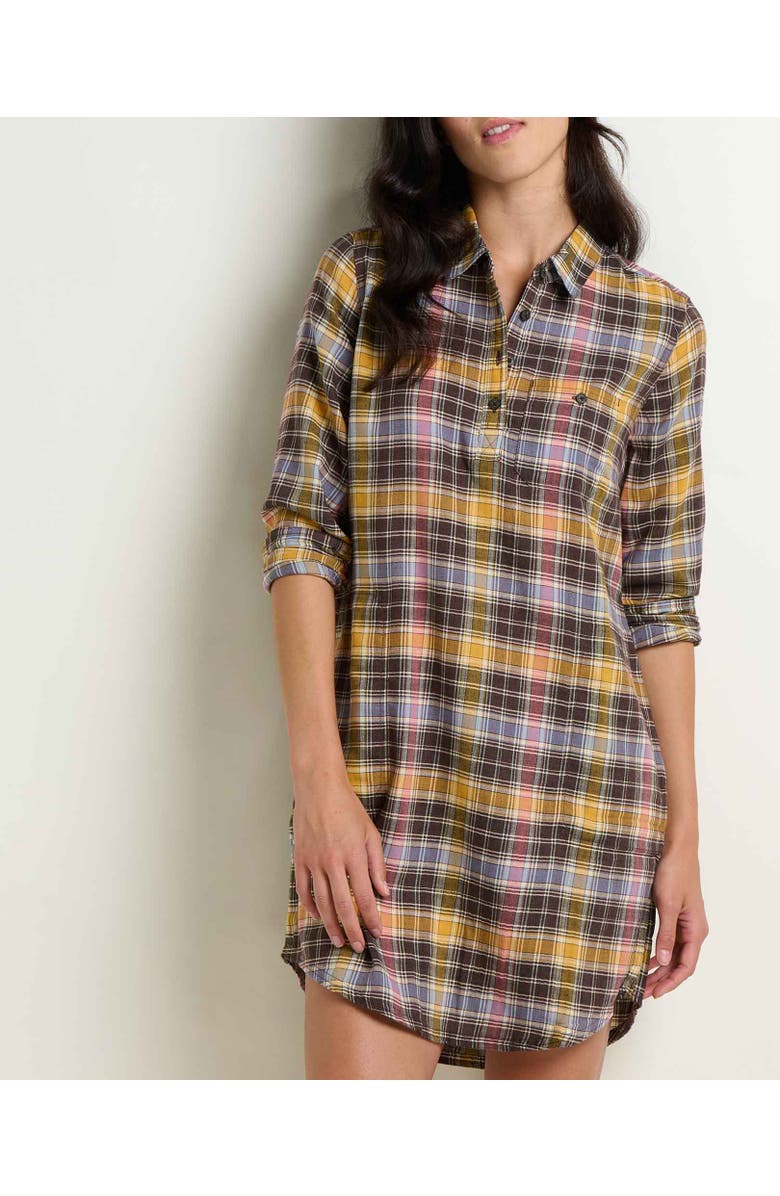Toad & Co Re-Form Popover Long Sleeve Dress, Alternate, color, Chestnut Check