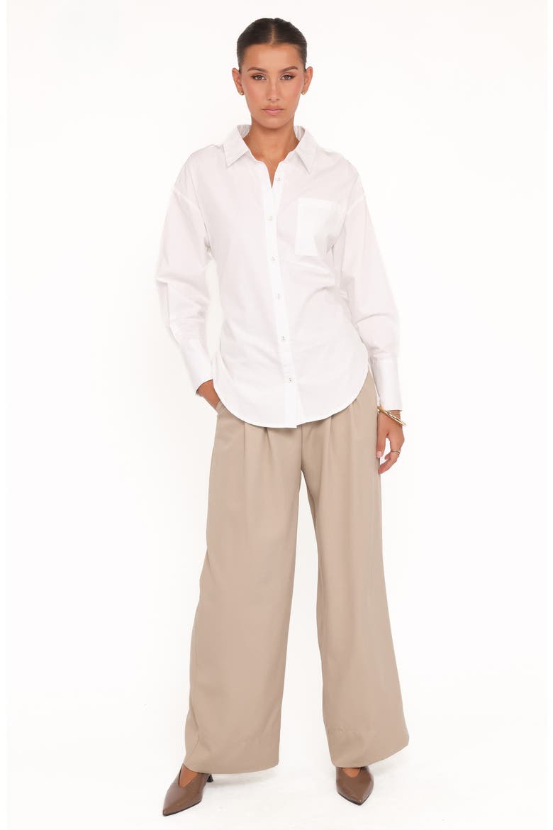 Yacra Lace-Up Back Cotton Button-Up Shirt, Alternate, color, WHITE