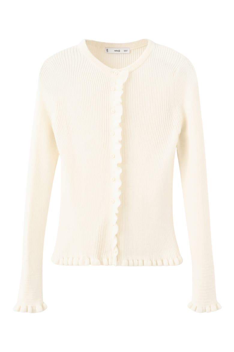 Ruffle Trim Rib Cardigan, Alternate, color, ECRU