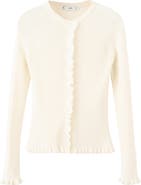 MANGO Ruffle Trim Rib Cardigan