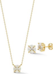 GLAZE JEWELRY Cubic Zirconia Pendant Necklace & Stud Earrings Set