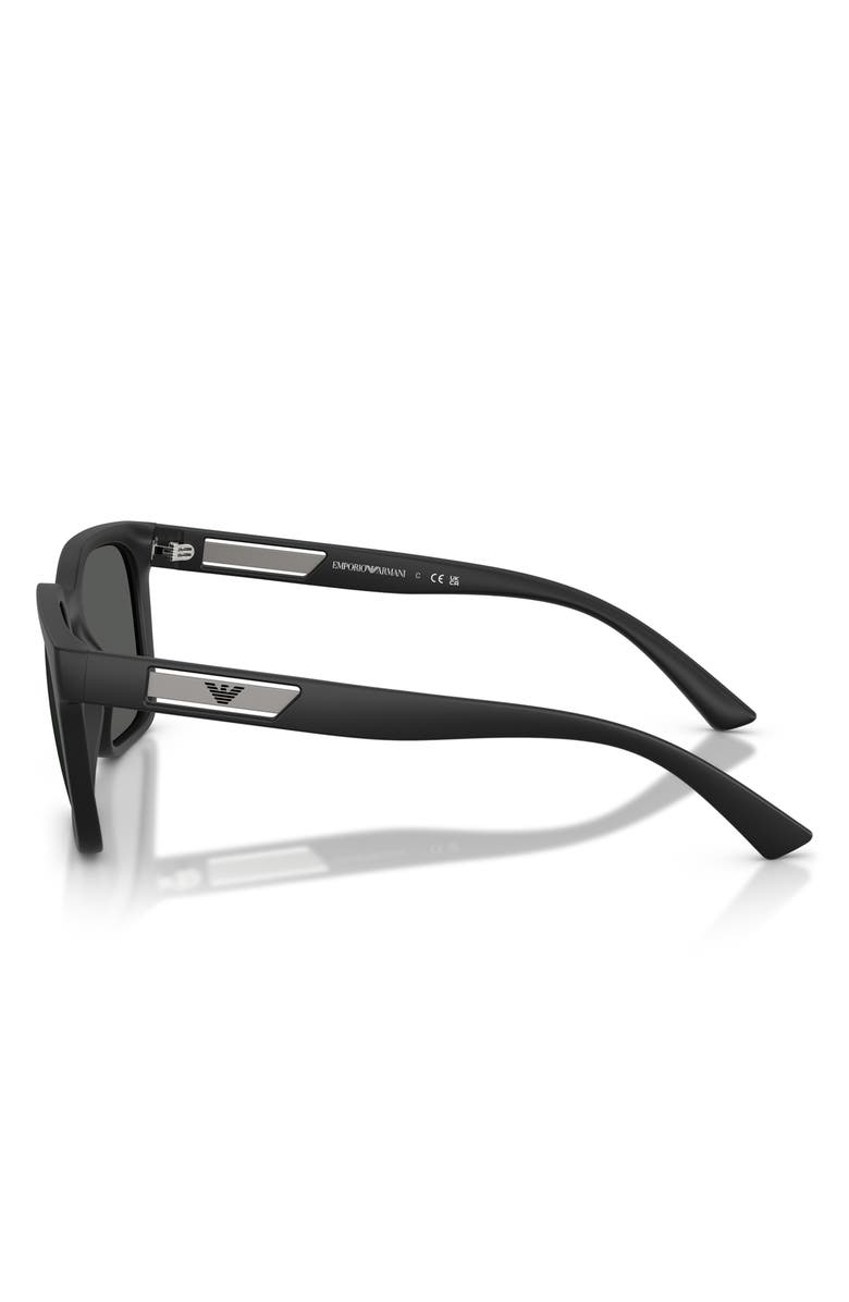 Emporio Armani 56mm Square Sunglasses, Alternate, color, Matte Black / Dark Grey