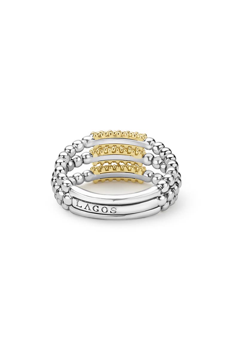Two-Tone Caviar Three Row Ring, Alternate, color, GOLD