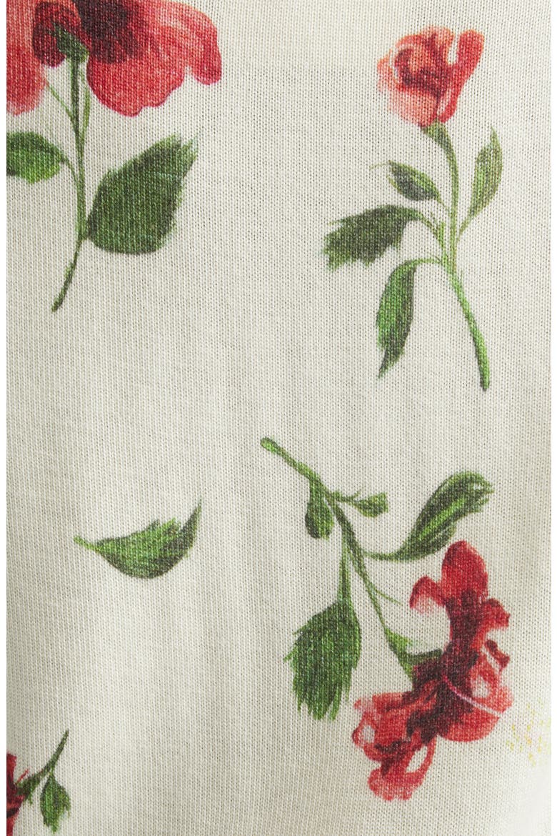 Hibiscus Print Virgin Wool Cardigan, Alternate, color, IVORY