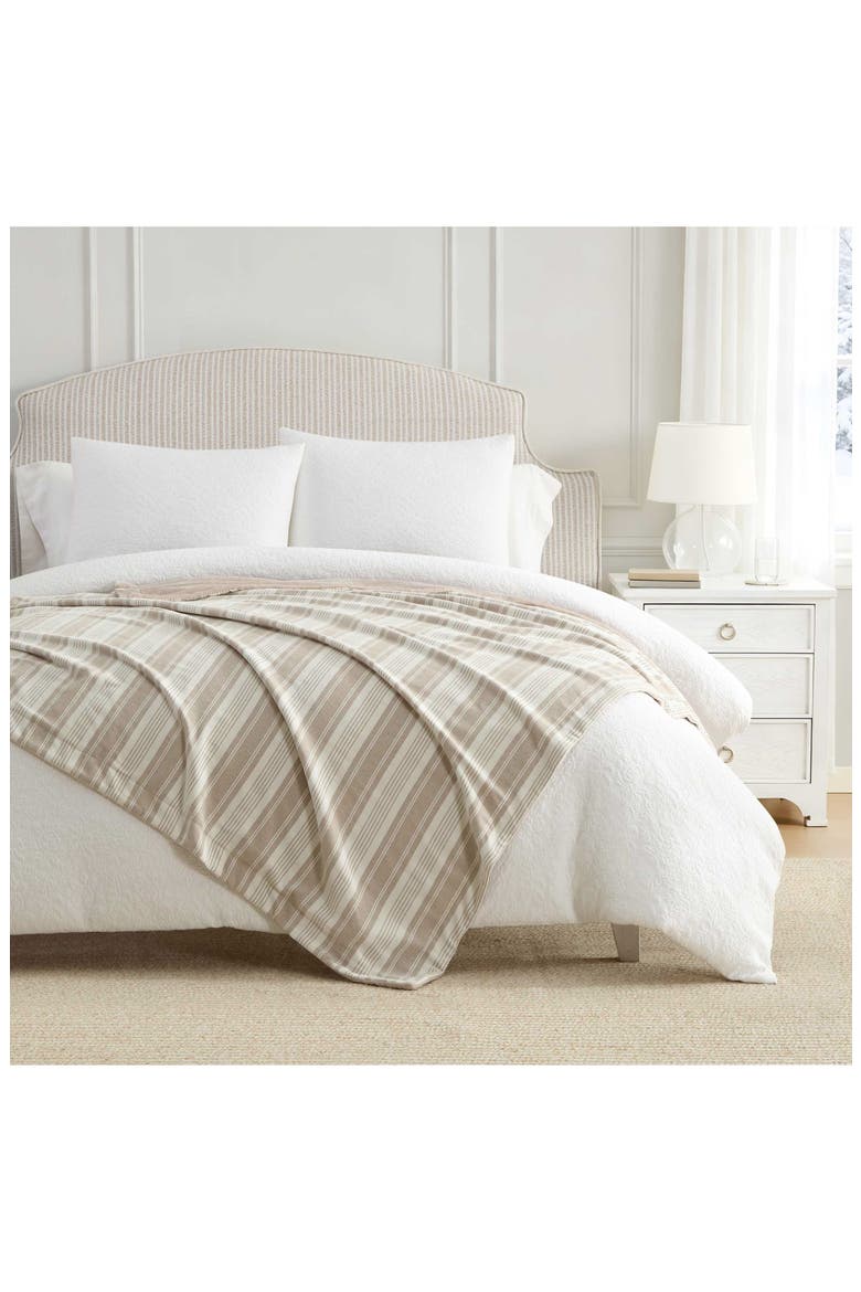 Tate Striped Chenille Throw Blanket, Alternate, color, WHITE/ SEA OATS