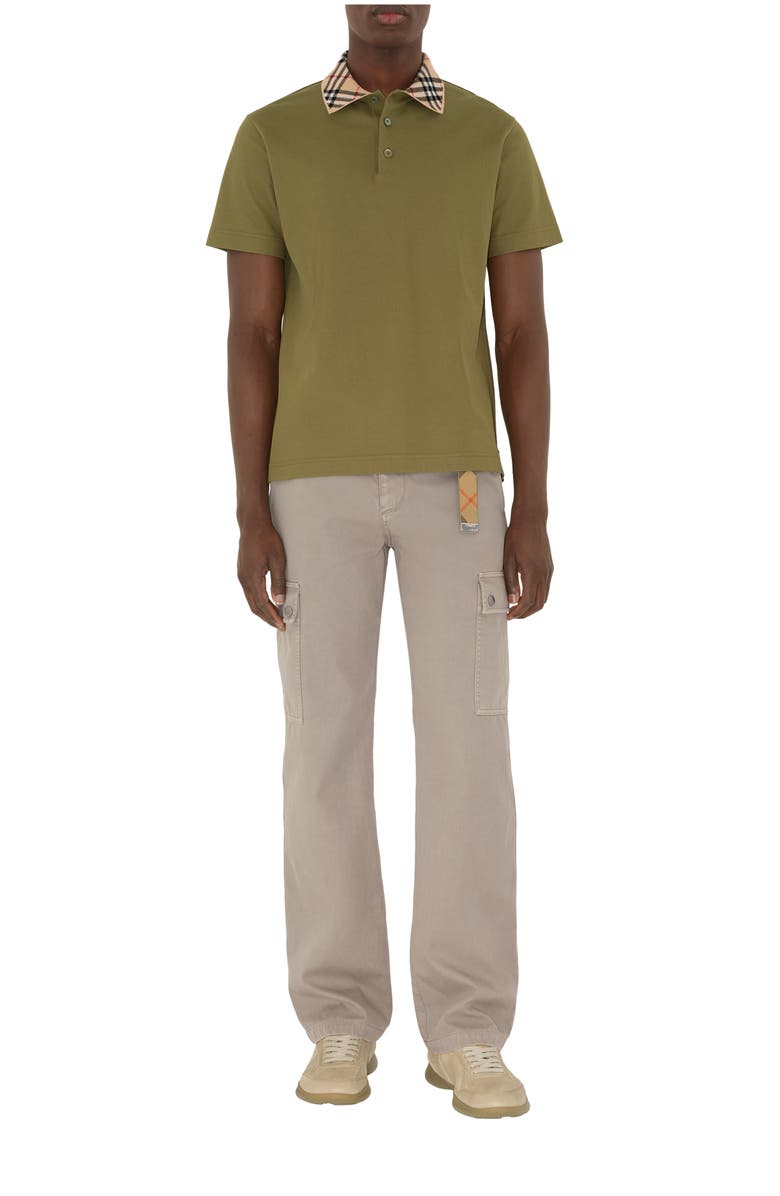 Burberry Check Collar Cotton Polo Shirt, Main, color, Estate Green