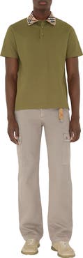 Burberry Check Collar Cotton Polo Shirt